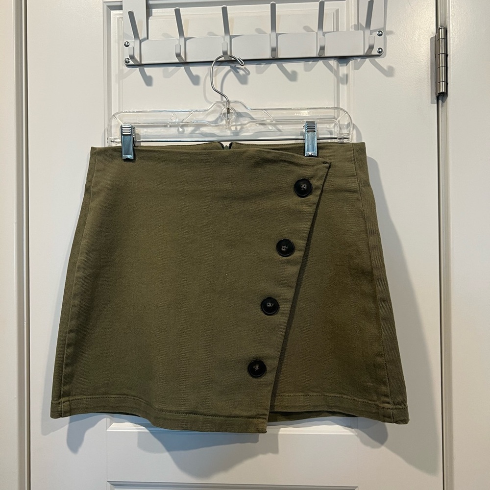 Olive Button-Front Women's Skirt